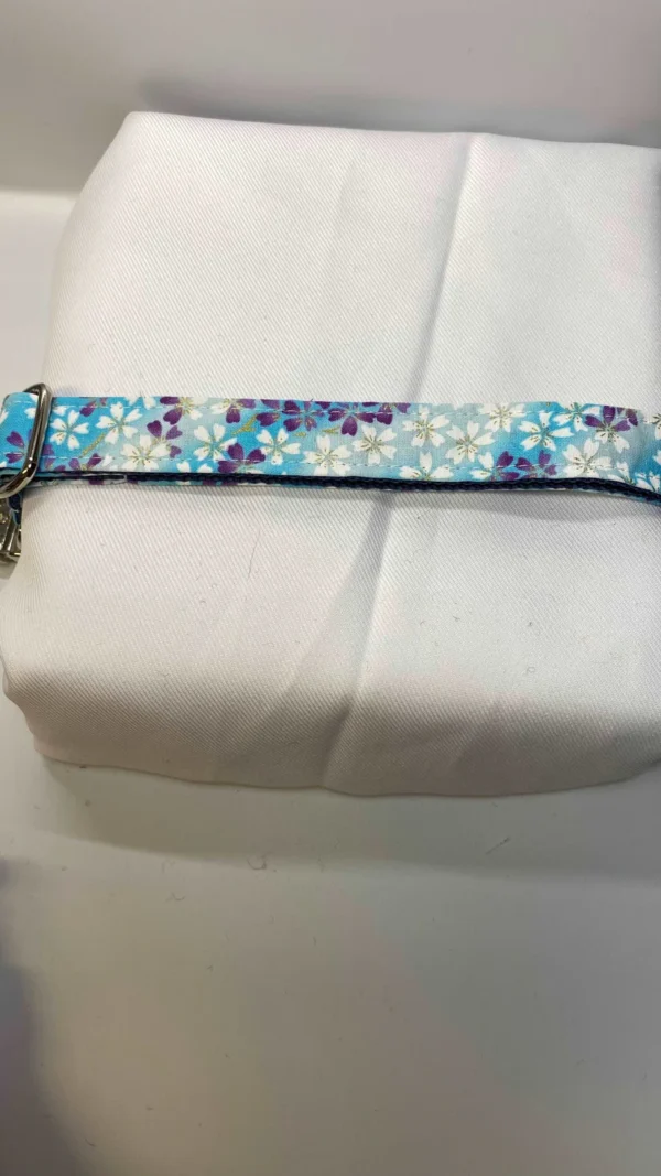 Light Blue Oriental Floral Dog Collar - Image 4