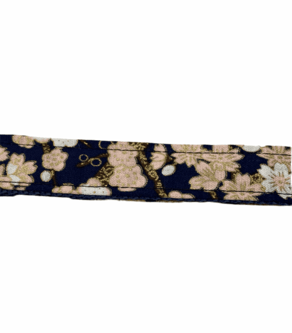 Navy Blue With Peach Oriental Floral Design Dog Collar - Image 2