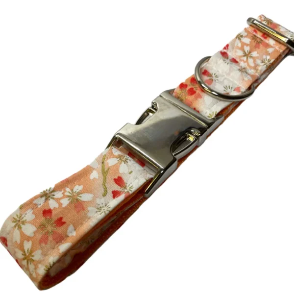 Large Peach Floral Design Dog Collar