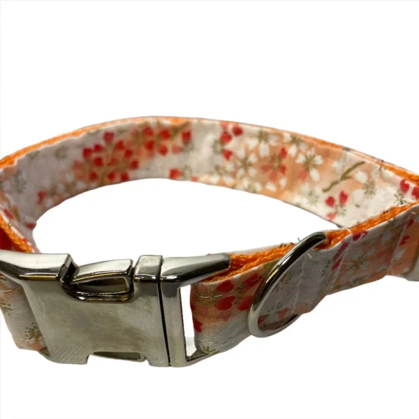 Large Peach Floral Design Dog Collar - Image 2