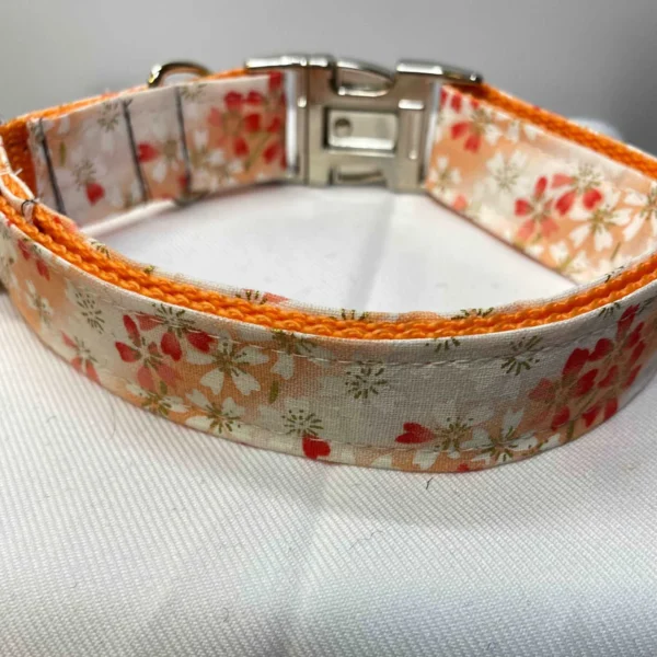 Large Peach Floral Design Dog Collar - Image 3