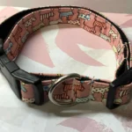 Large dog collar in Pink with multi colour dogs