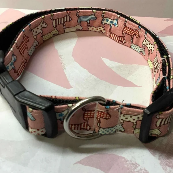 Large Dog Collar In Pink With Multi Colour Dogs