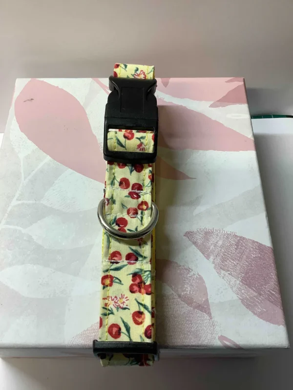 Yellow With Cherries Dog Collar - Image 2