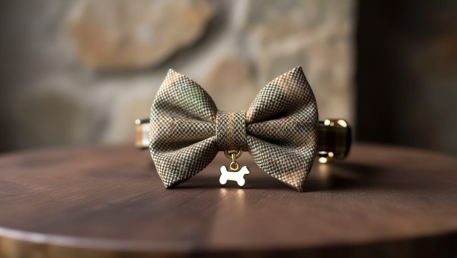 Harris Tweed Dog Bow