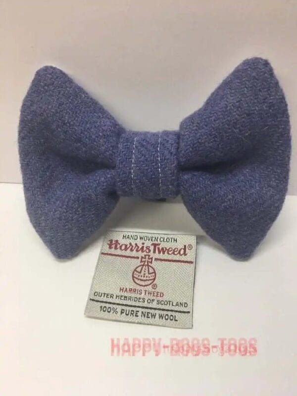 Light Blue Harris Tweed Dog Dickie Bow