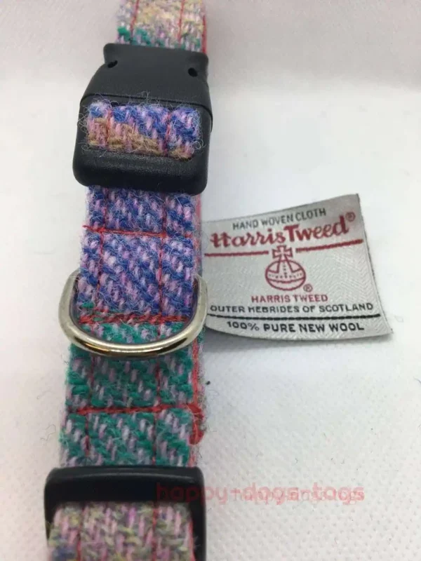 Lilac, Blue, Teal Harris Tweed Dog Collar