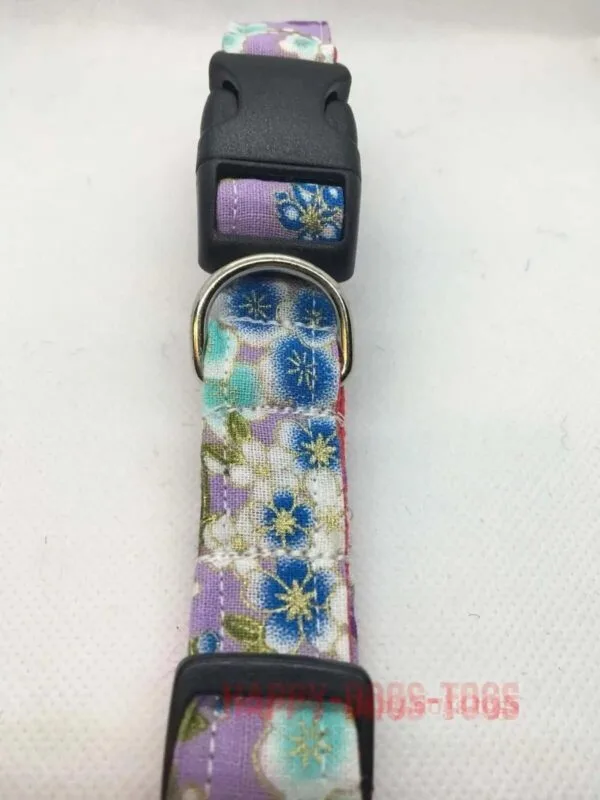 Lilac Oriental Floral Dog Collar Fits 10&Quot; - 16&Quot;