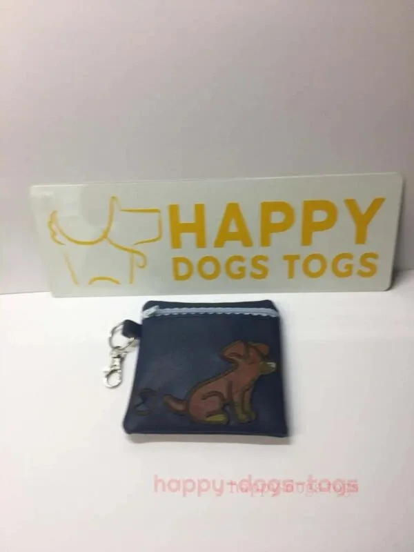 Navy Blue Embroidered Sitting Dachshund Dog Poo Bag Dispenser - Image 3