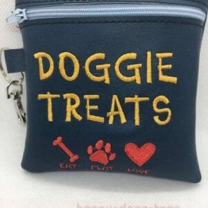 Navy Blue Embroidered Doggie Treat Bag