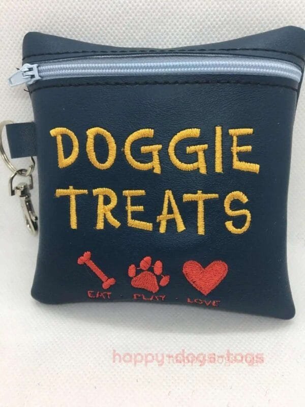 Navy Blue Embroidered Doggie Treat Bag