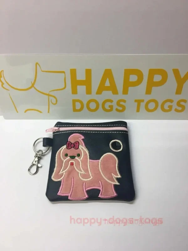 Navy Blue Shih Tsu Embroidered Dog Poo Bag Dispenser - Image 3