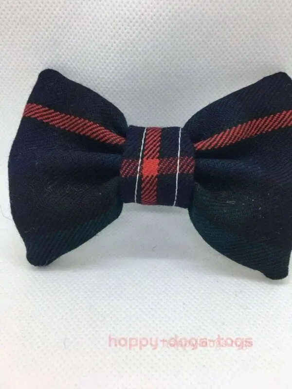 Navy Blue, Green, Red Tartan Dog Dickie Bow
