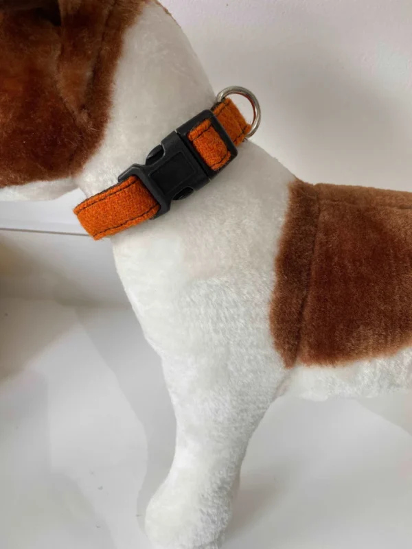 Orange Harris Tweed Dog Collar