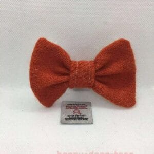 Orange Harris Tweed dog bow tie