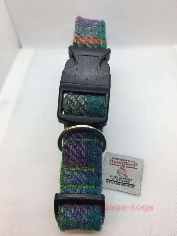 Blue And Teal Harris Tweed Dog Collar - Image 2
