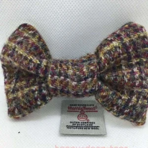 Red, Black,Yellow Harris Tweed Dog Bow Tie