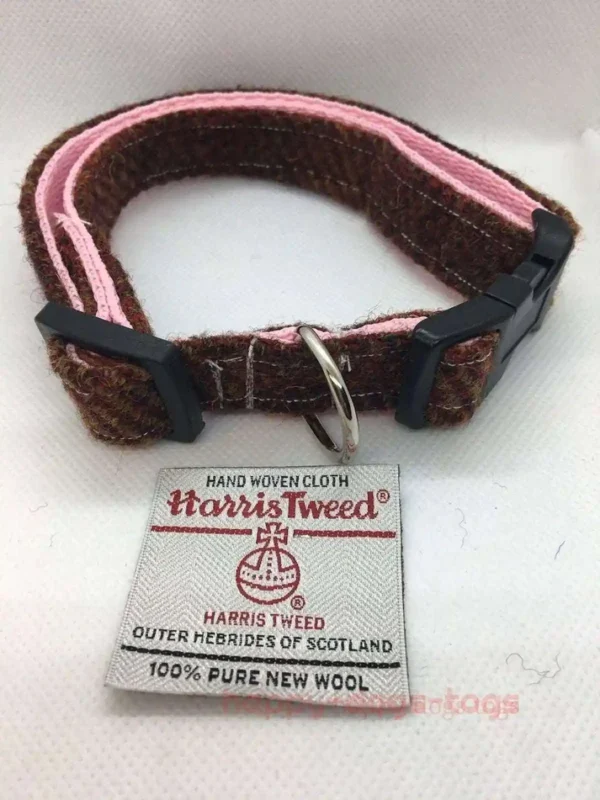 Red And Tan Harris Tweed Dog Collar, Medium Size - Image 2