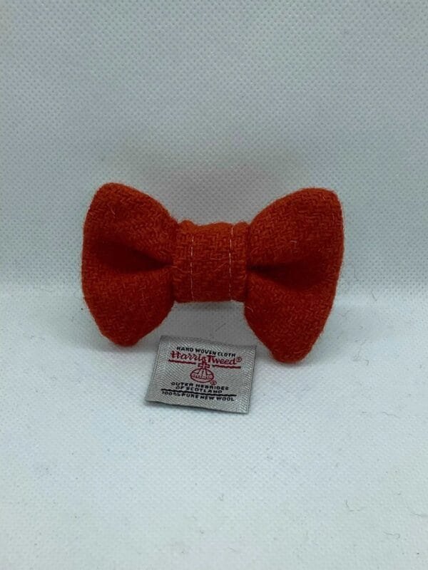 Red Harris Tweed Dog Bow Tie