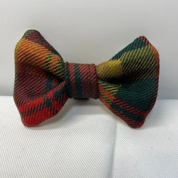 Red Multi Colour Tartan Dog Bow Tie Medium - Image 2