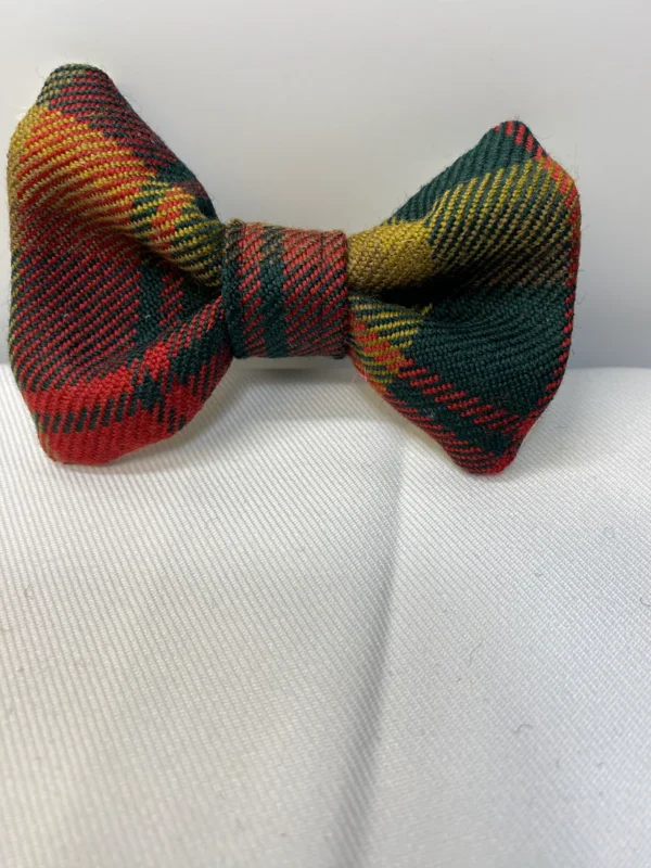 Red Multi Colour Tartan Dog Bow Tie Medium - Image 3