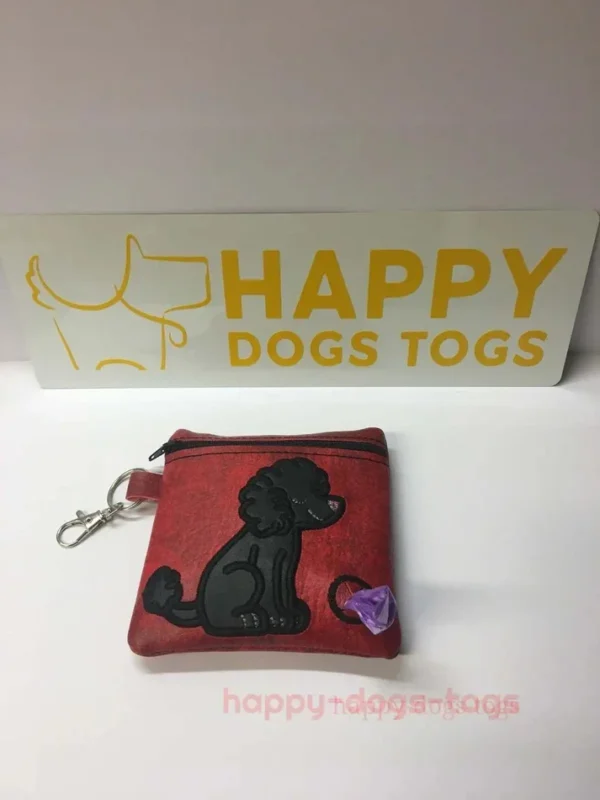 Red Sitting Poodle Embroidered Dog Poo Bag Dispenser - Image 2