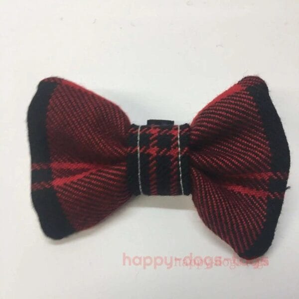 Red And Black Tartan Dog Bow Tie Medium