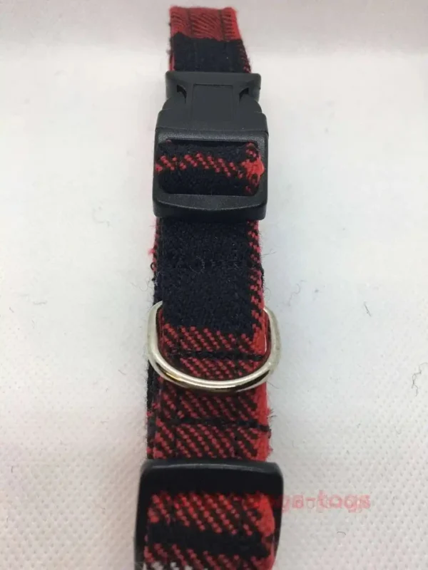 Scottish Tartan Dog Collar Red, Black Medium Size