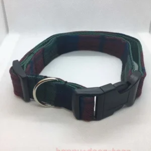 Green And Burgundy Tartan Dog Collar