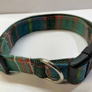 TARTAN DOG COLLAR GREEN with RED CHECK