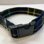 Scottish Tartan Dog Collar Blue with Yellow Check