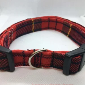 Scottish Tartan Dog Collar in Attractive Red and Black Tartan