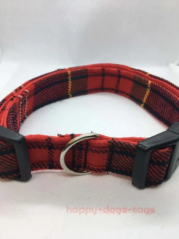 Scottish Tartan Dog Collar In Attractive Red And Black Tartan