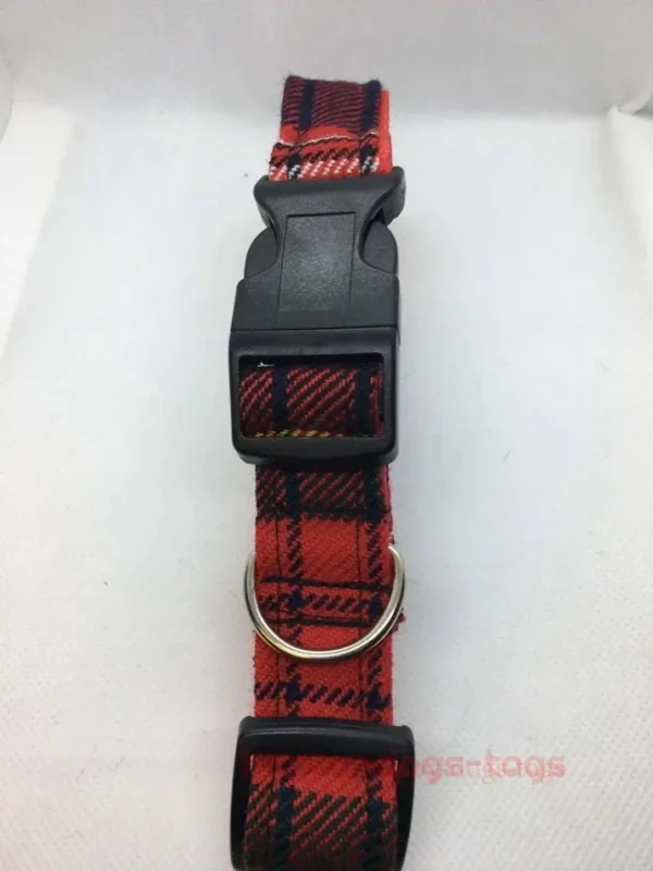 Scottish Tartan Dog Collar In Attractive Red And Black Tartan - Image 2