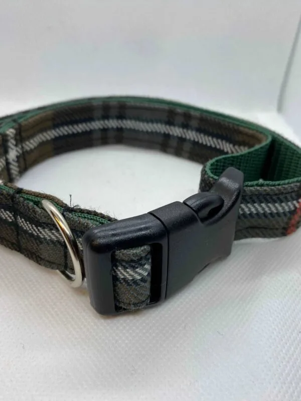 Scottish Tartan Dog Collar In Green And Brown Multi Tartan