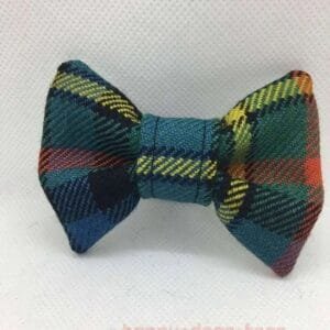 Small Green Multi Tartan dog bow tie