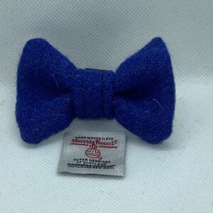 Deep Blue Harris Tweed Dog Dickie Bow