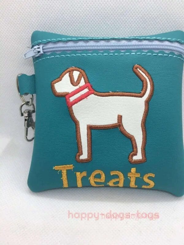 Teal Embroidered Dog Treat Bag