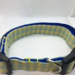 Wool Tweed Dog Collar Blue and Yellow