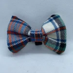 White Tartan Dog bow tie medium