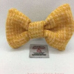 Yellow Houndstooth HARRIS TWEED Dog Bow Tie