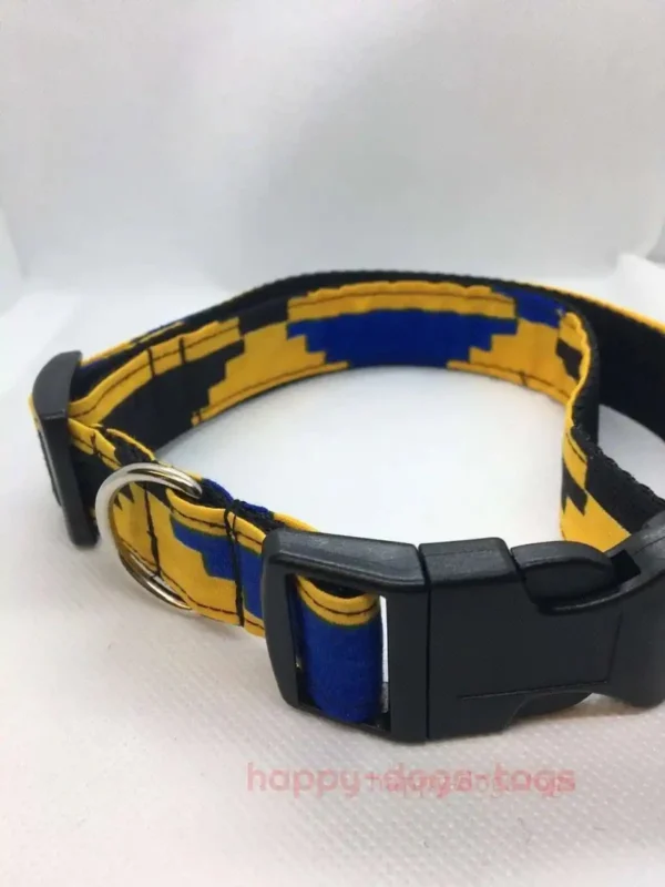Large Yellow With Blue And Black Pattern Dog Collar - Image 2