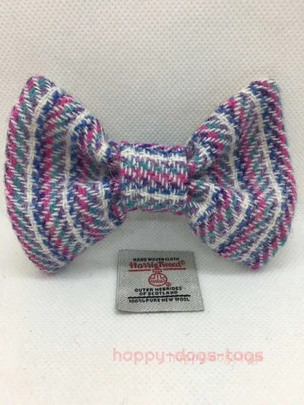 Red And White Harris Tweed Dog Bow Tie