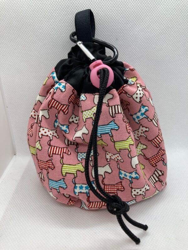 Attractive Handcrafted Pink Dog Print Dog Treat Bag - Image 2