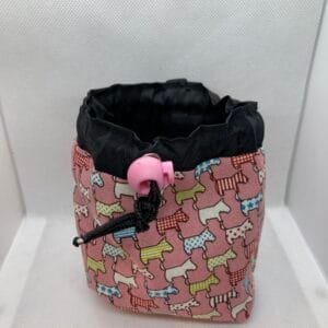 Attractive Handcrafted Pink Dog Print Dog Treat Bag