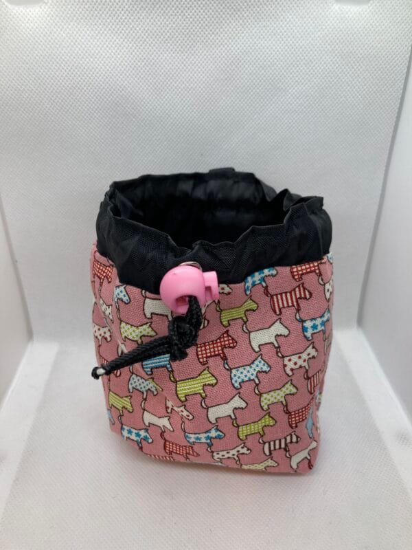 Attractive Handcrafted Pink Dog Print Dog Treat Bag