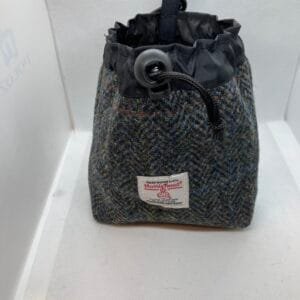 Grey Herringbone Harris Tweed Dog Treat bag