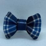 Small Blue and White Tartan Dog bow tie