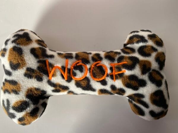 Handcrafted Woof Fleece Dog Toy - Image 3