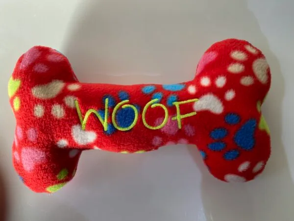 Handcrafted Woof Fleece Dog Toy - Image 2